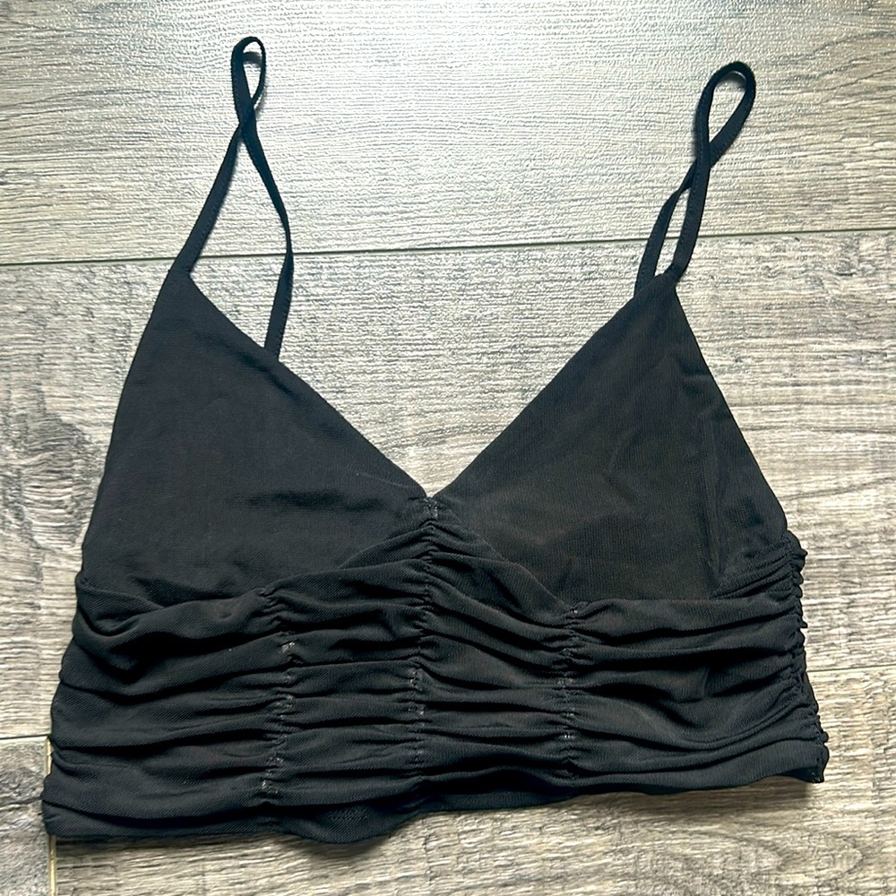 Zara Ruched Mesh Crop Tank